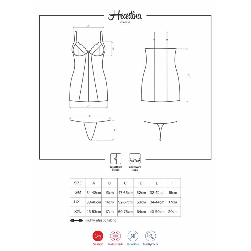 Heartina Chemise y Tanga Color Rojo - Imagen 3
