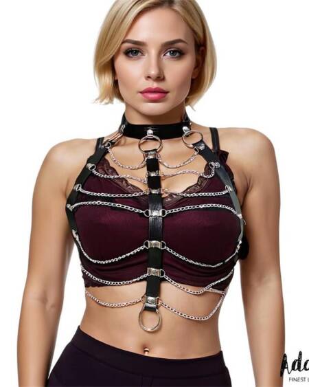 Hilda Arnés de Pecho con Cadenas Cuero Vegano Talla Única