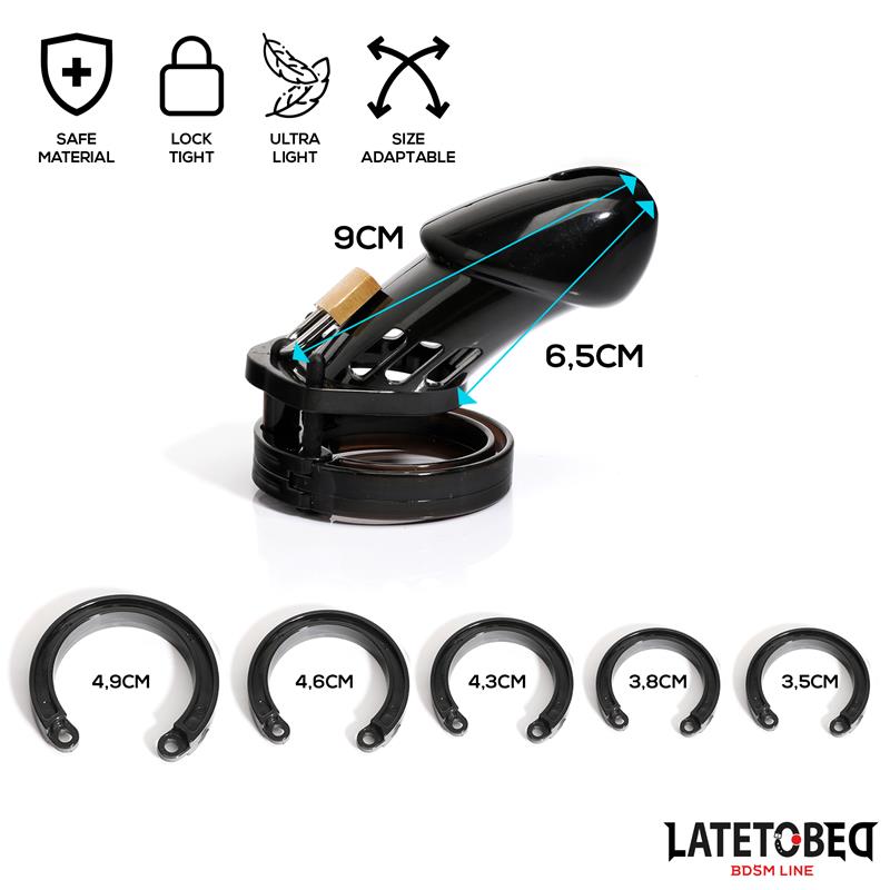Jaula de Pene de Castidad Long Negro - Imagen 7