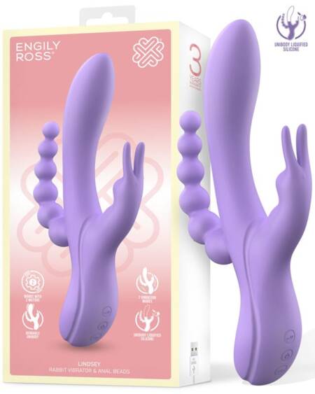 Lindsay Vibrador con Cadena Anal Silicona Líquida Unibody Flexible 2 Motores
