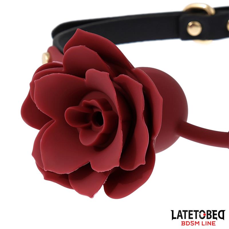 Mordaza Bola Silicona Transpitable Adorno Rosa Ajustable 47-56 cm - Imagen 2