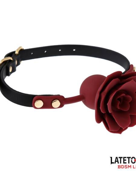 Mordaza Bola Silicona Transpitable Adorno Rosa Ajustable 47-56 cm