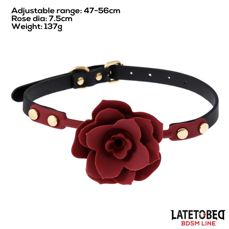 Mordaza Bola Silicona Transpitable Adorno Rosa Ajustable 47-56 cm - Imagen 8