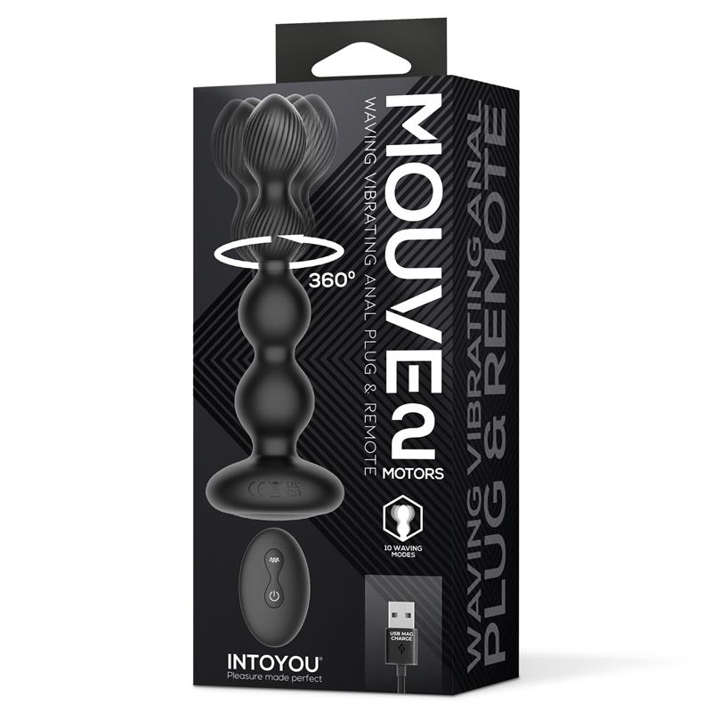 Mouve Plug Anal con Waving y Vibración con Control Remoto 2 Motores - Imagen 7