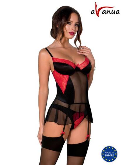 ODINA Corsé Negro/Rojo