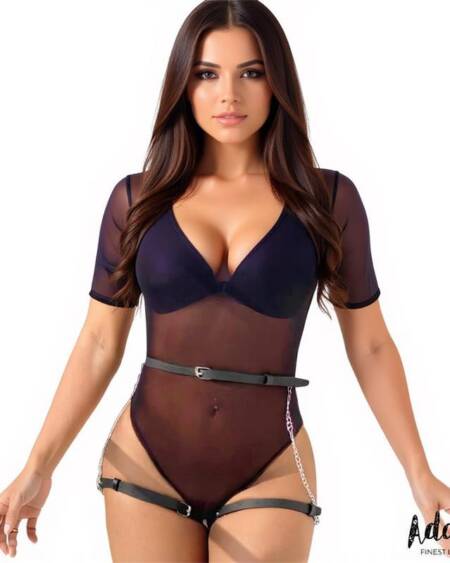 Oriana Cinturón Cuero Vegano con Cadenas Tall Única