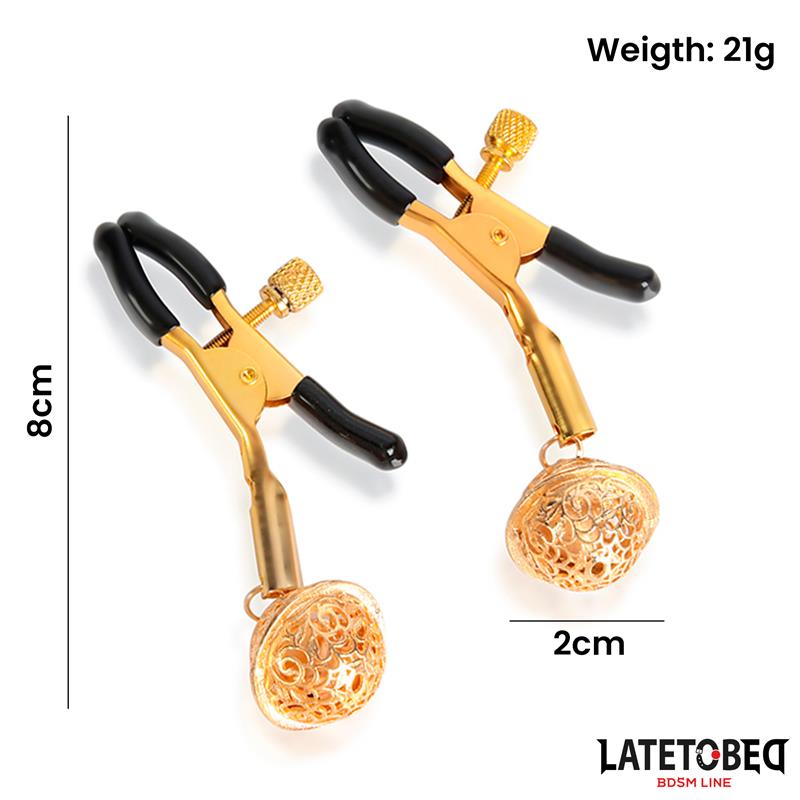 Pinzas para Pezones con Cascabel Dorado y Negro - Imagen 4