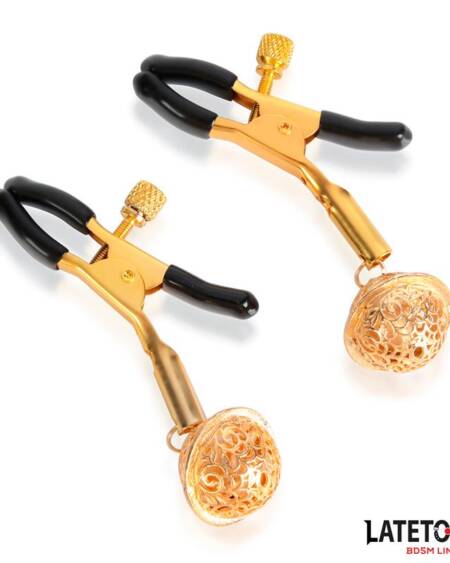Pinzas para Pezones con Cascabel Dorado y Negro
