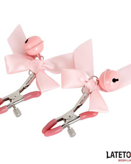 Pinzas para Pezones Lazo y Cascabel Rosa