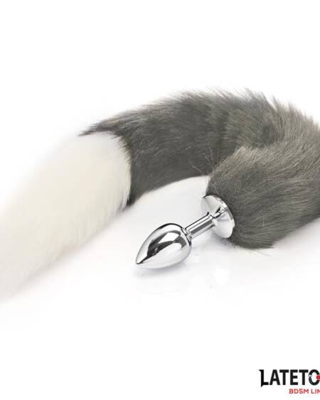 Plug Anal con Cola Blanco y Negro 40 cm