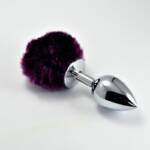 Plug Anal de Metal con Pompon Púrpura Talla L