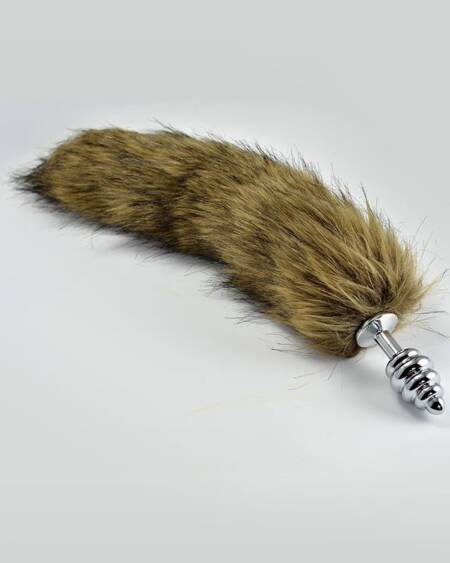 Plug Anal en Espiral de Metal con Cola Marrón Talla L