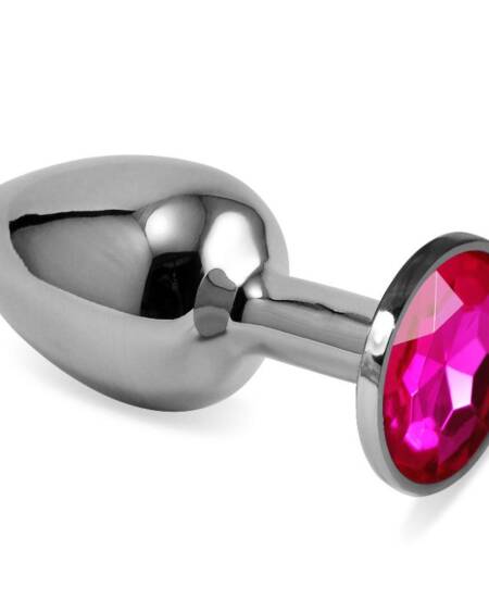 Plug Anal Plateado Rosebud Classic con Joya Fuchsia Talla S