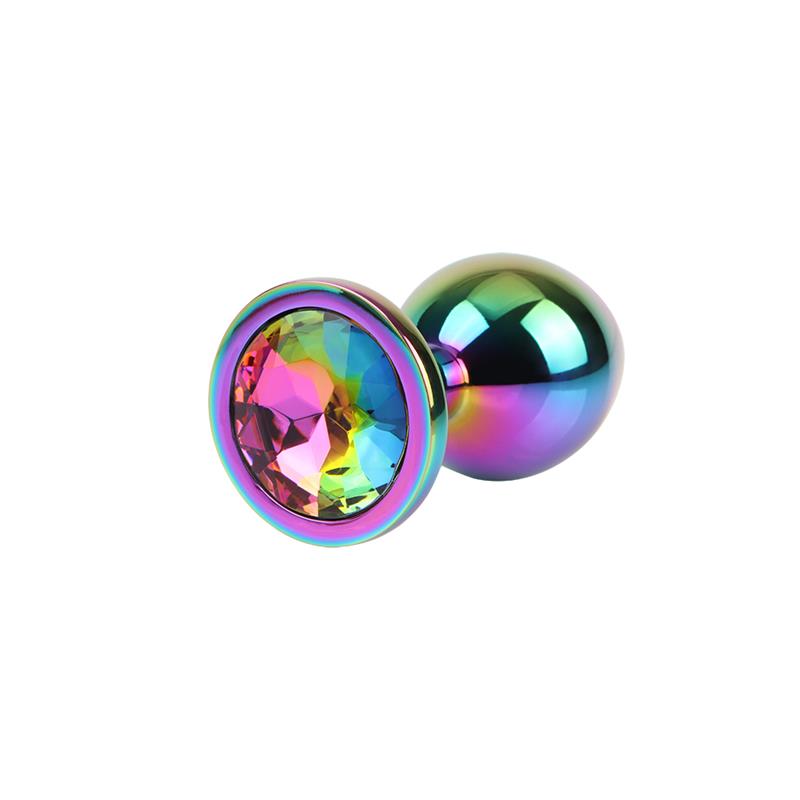 Rainbow Gem Plug Anal Multicolor con Joya Talla M - Imagen 3
