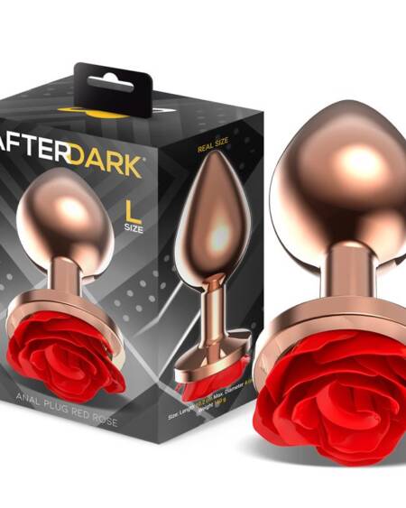 Rose Plug Anal Oro Rosa Base de Rosa Roja Talla L