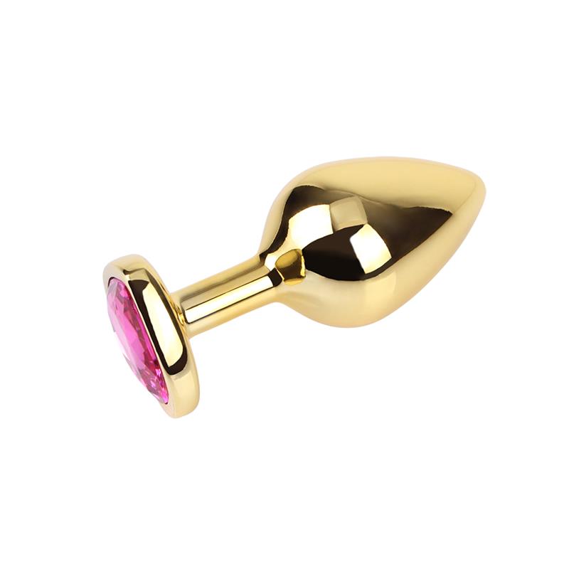 Rosy Heart Plug Anal dorado con Joya Talla M - Imagen 4