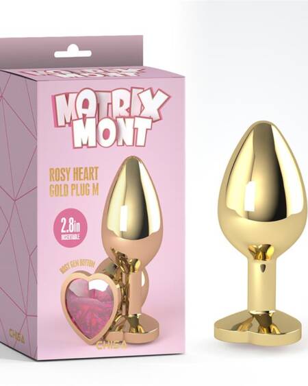 Rosy Heart Plug Anal dorado con Joya Talla M