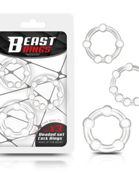 Set 3 Anillos para el Pene Beaded Flexibles Transparente