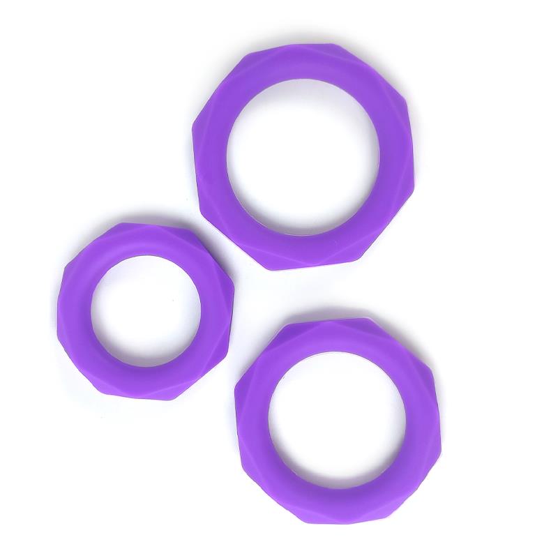 Set de 3 Anillos para el Pene Silicona Púrpura - Imagen 3