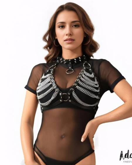 Zaira Sujetador Cuero Vegano con Cadenas Talla Única